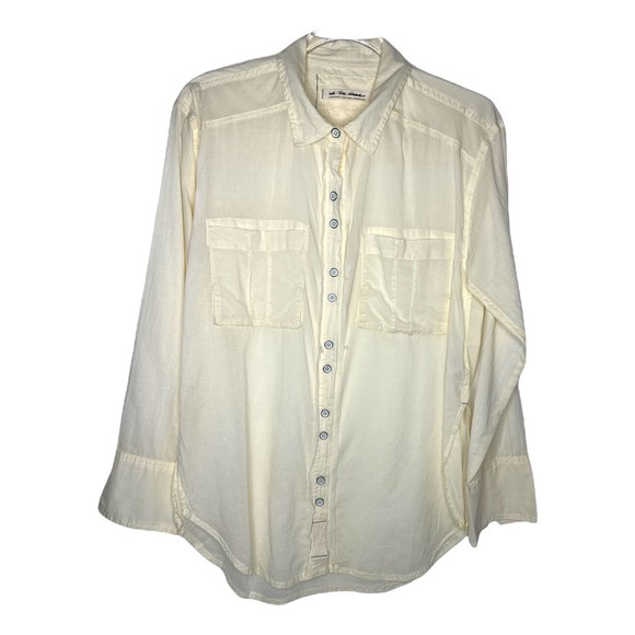 We The Free Womens Button-Up Sheer Luck Shirt Size XS Cream Bone NWOT $108‎ - Picture 2 of 8